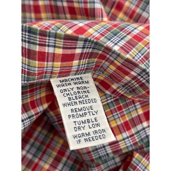 Ralph Lauren Men Custom Fit Red Stripe Plaid Button Down Long Sleeve Shirt Size - Picture 9 of 9